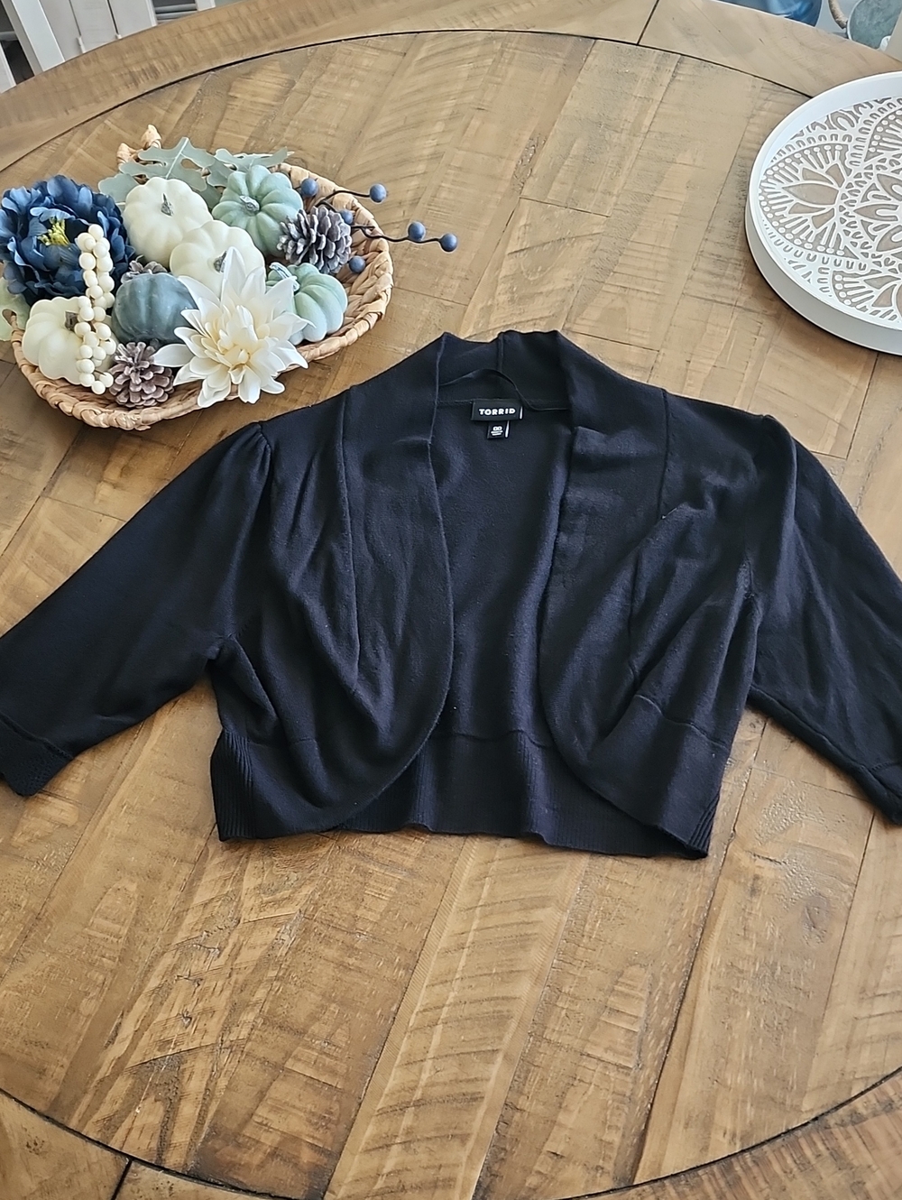 torrid Black Cropped Open Front Knit Shrug